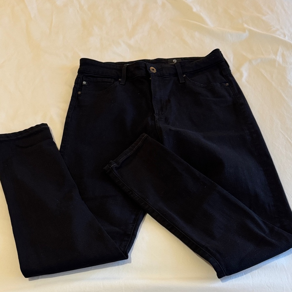 AG Adriano Goldschmied Women's Dark Black Farrah High Rise Skinny Jeans